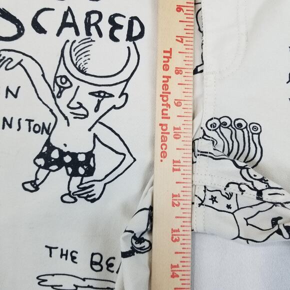 Vans Authentic Chino Mens 30 Cream Daniel Johnston Art Print Pants Loose Fit - Picture 11 of 13